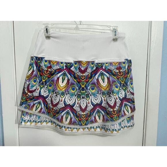 Lucky In Love Skort Medium Velour Multicolor Athletic Tennis Golf Pockets Preppy - Picture 3 of 8
